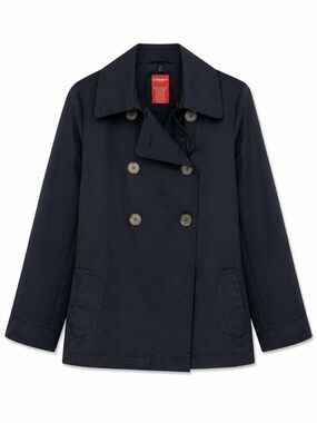 Olsen Europe Midnight Black Double-Breasted Mid-Length Pea Coat – Size 12 EUC